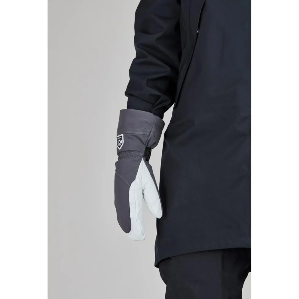 Moffole Hestra Army Leather Heli Ski Female Mitt Grey Offwhite