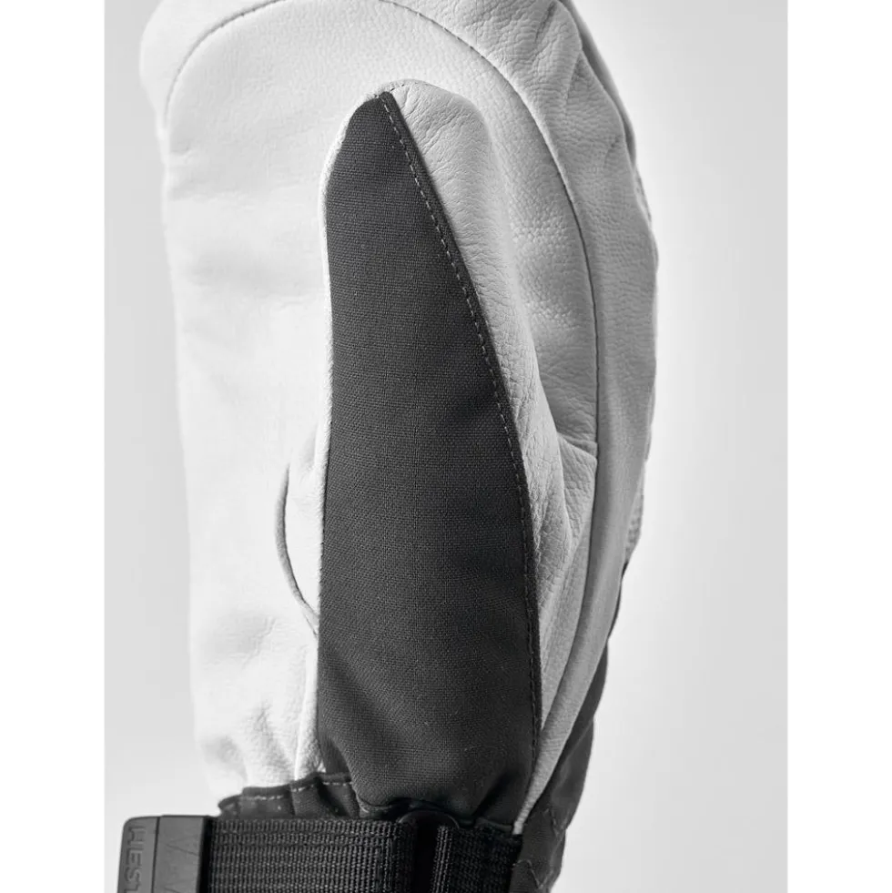 Moffole Hestra Army Leather Heli Ski Female Mitt Grey Offwhite