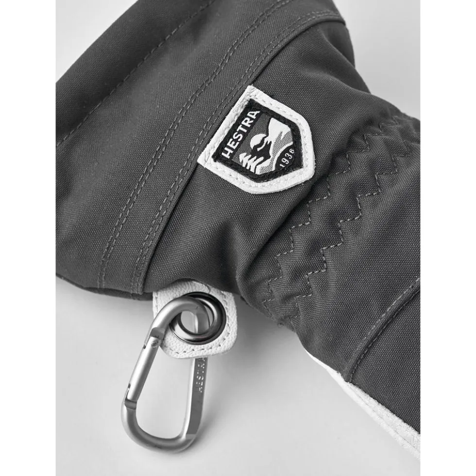 Moffole Hestra Army Leather Heli Ski Female Mitt Grey Offwhite
