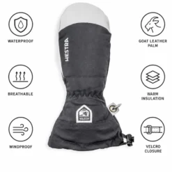 Moffole Hestra Mitt Army Leather Heli Ski Black