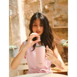 Mug Qwetch Cold Cup 600 ml + Anse Pastel Rose