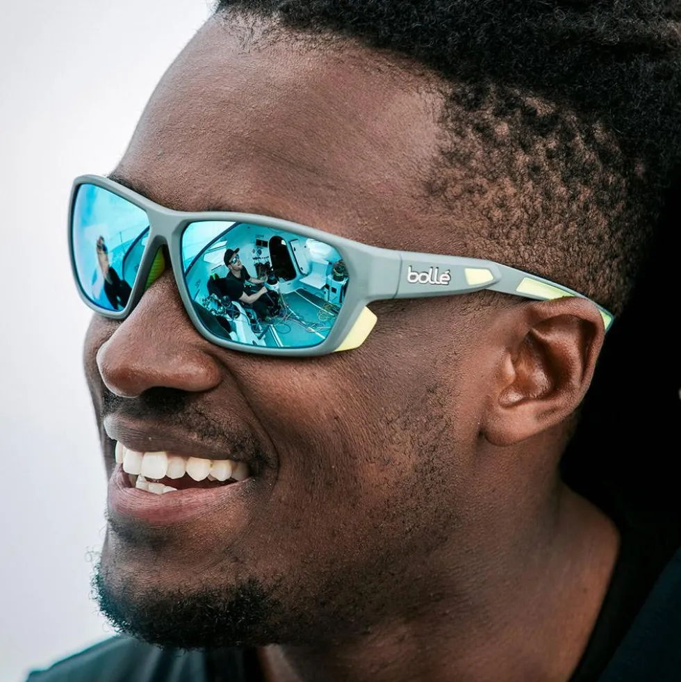 Occhiali da sole Bollé Airfin Grey Matte Acid Sky Blue Polarized
