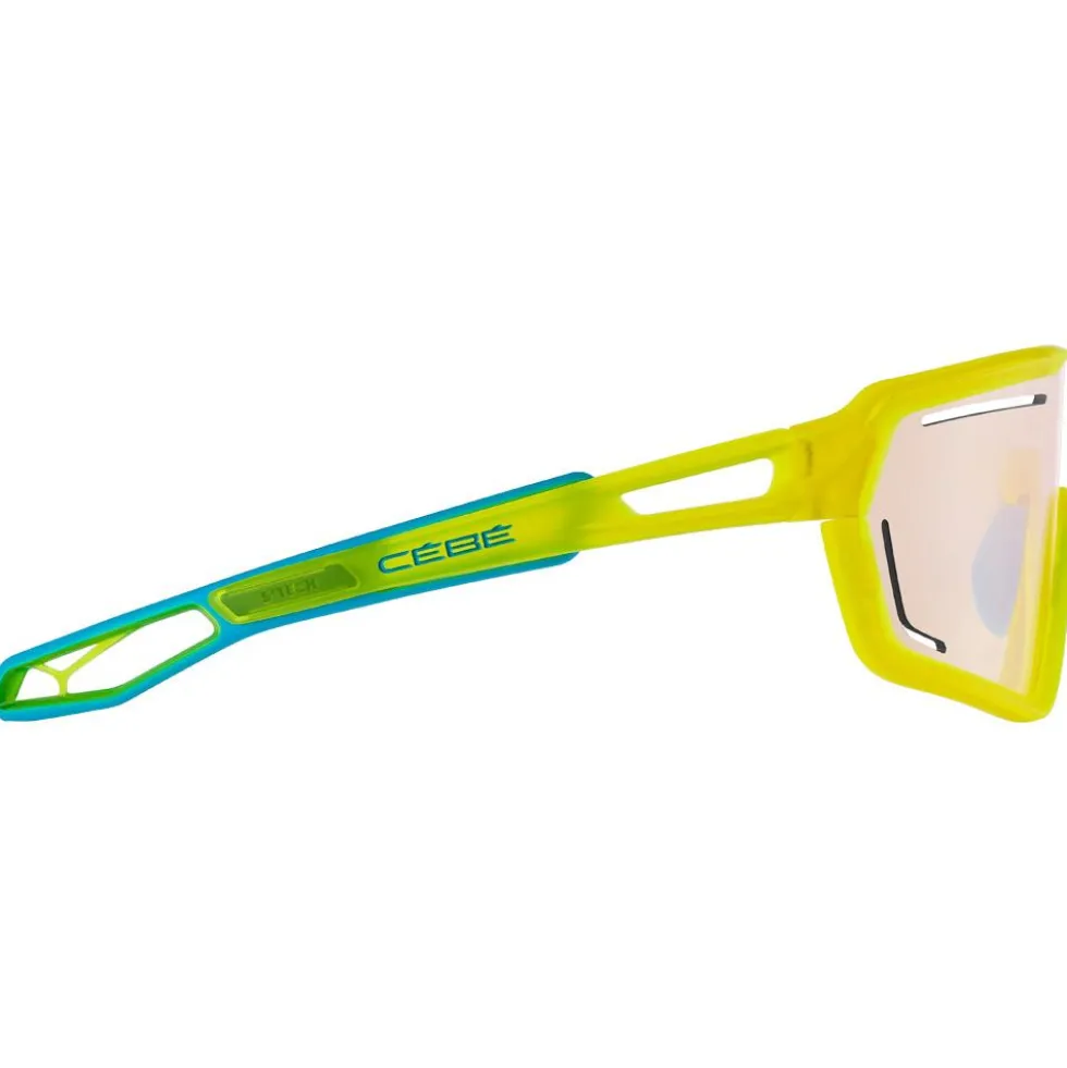 Occhiali da sole Cebe S'Track Vision Translucent Neon Yellow Blue Zone Vario Rose Cat.1-3 Silver
