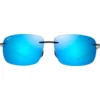 Occhiali da sole Maui Jim Breakwall Shiny Black Blue Hawaii MauiPure