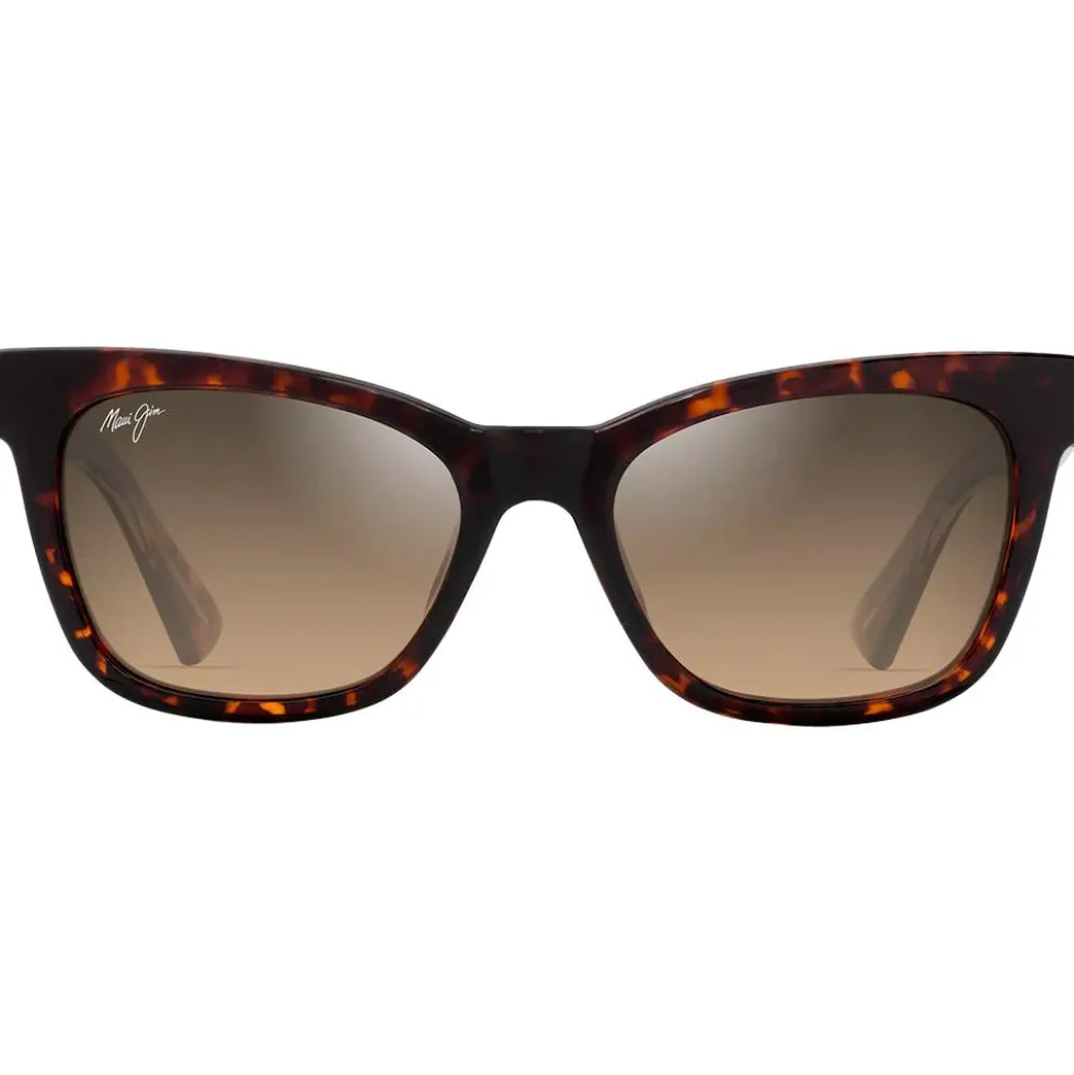 Occhiali da sole Maui Jim Hiwahiwa Shiny Dark Havana Hcl Bronze Mineral Superthin