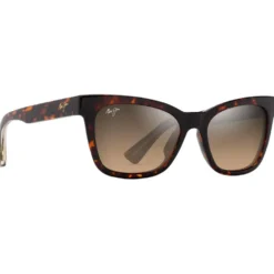 Occhiali da sole Maui Jim Hiwahiwa Shiny Dark Havana Hcl Bronze Mineral Superthin