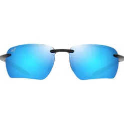 Occhiali da sole Maui Jim Hookipa Ultra G Shiny Black Grey Blue Hawaii MauiUltra