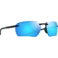 Occhiali da sole Maui Jim Hookipa Ultra G Shiny Black Grey Blue Hawaii MauiUltra