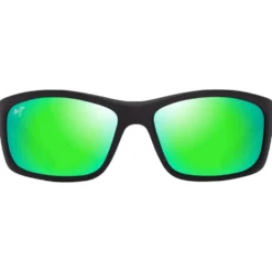 Occhiali da sole Maui Jim Kanaio Coast Noir Mat Vert MauiGreen Minéral Superthin