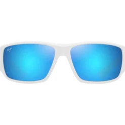 Occhiali da sole Maui Jim Keha Asian Fit Blanc Mat Bleu Hawaï Minéral SuperThin