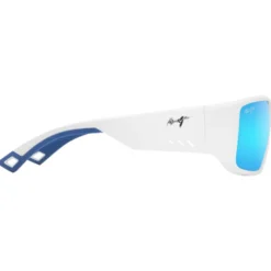 Occhiali da sole Maui Jim Keha Asian Fit Blanc Mat Bleu Hawaï Minéral SuperThin