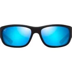 Occhiali da sole Maui Jim Mauklele Matte Black Blue Blue Hawaii Mineral Superthin