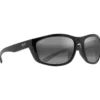 Occhiali da sole Maui Jim Nuu Landing Noir Brillant Gris Neutre Mineral Superthin