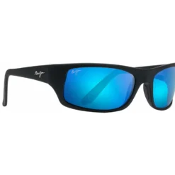 Occhiali da sole Maui Jim Peahi Black Matte Rubber Bleu Hawai Minéral SuperThin