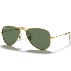 Occhiali da sole Ray Ban Aviator Kids Polished Arista Gold Dark Green