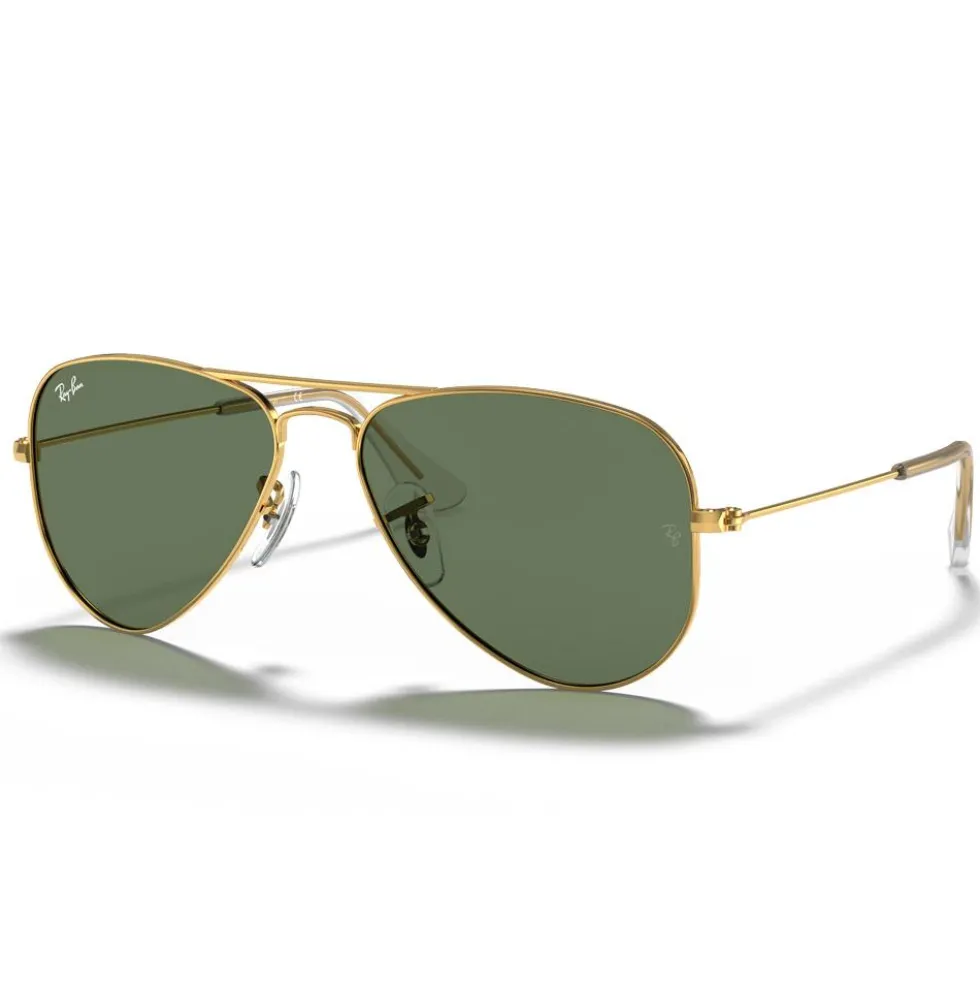 Occhiali da sole Ray Ban Aviator Kids Polished Arista Gold Dark Green