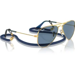 Occhiali da sole Ray Ban Aviator Kids Polished Arista Gold Light Blue Mirror