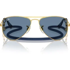 Occhiali da sole Ray Ban Aviator Kids Polished Arista Gold Light Blue Mirror