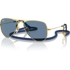 Occhiali da sole Ray Ban Aviator Kids Polished Arista Gold Light Blue Mirror