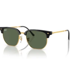 Occhiali da sole Ray Ban New Clubmaster Kids Polished Black Gold Dark Green