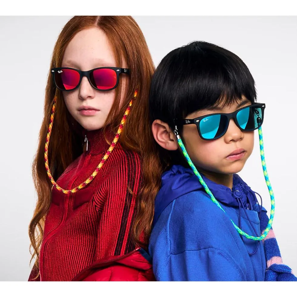 Occhiali da sole Ray Ban New Wayfarer Kids Polished Rubber Black Brown Orange Mirror