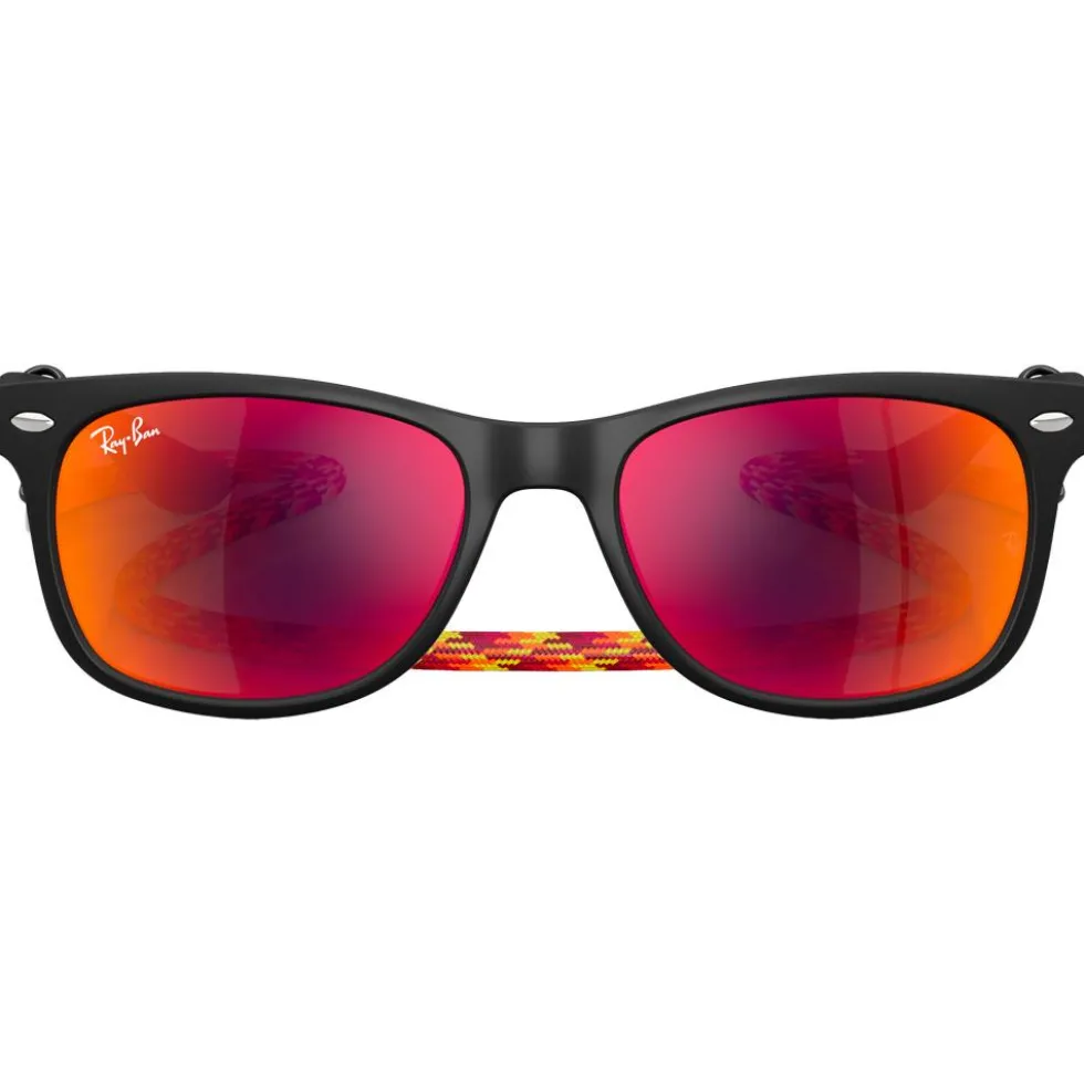 Occhiali da sole Ray Ban New Wayfarer Kids Polished Rubber Black Brown Orange Mirror