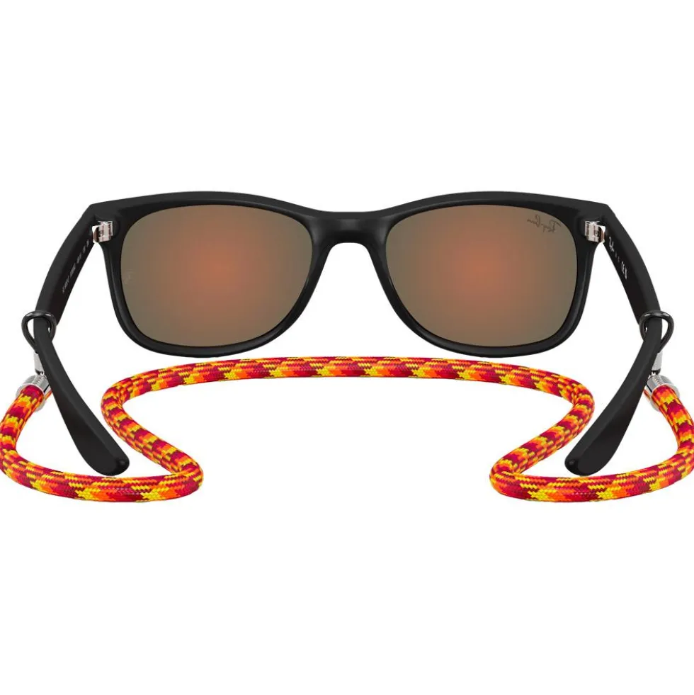 Occhiali da sole Ray Ban New Wayfarer Kids Polished Rubber Black Brown Orange Mirror