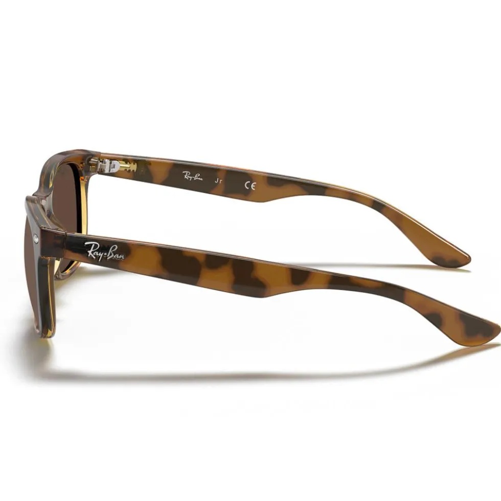 Occhiali da sole Ray Ban New Wayfarer Kids Polished Black Dark Green