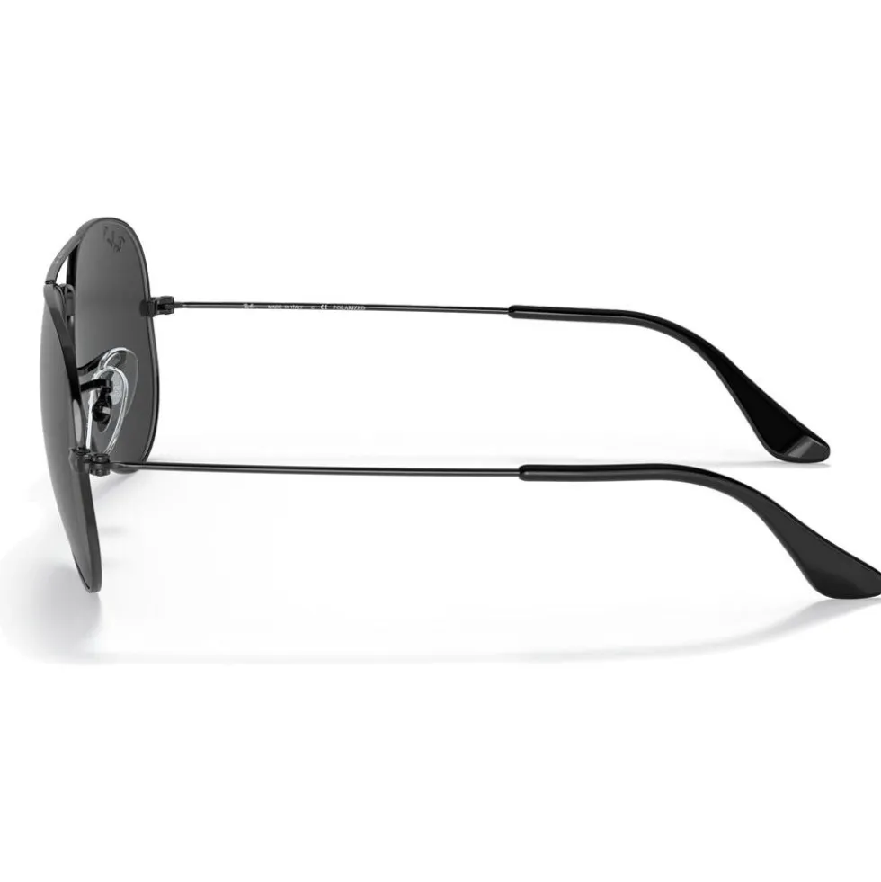 Occhiali da sole Ray Ban RB3025 Aviator Polished Black Total Black Polar