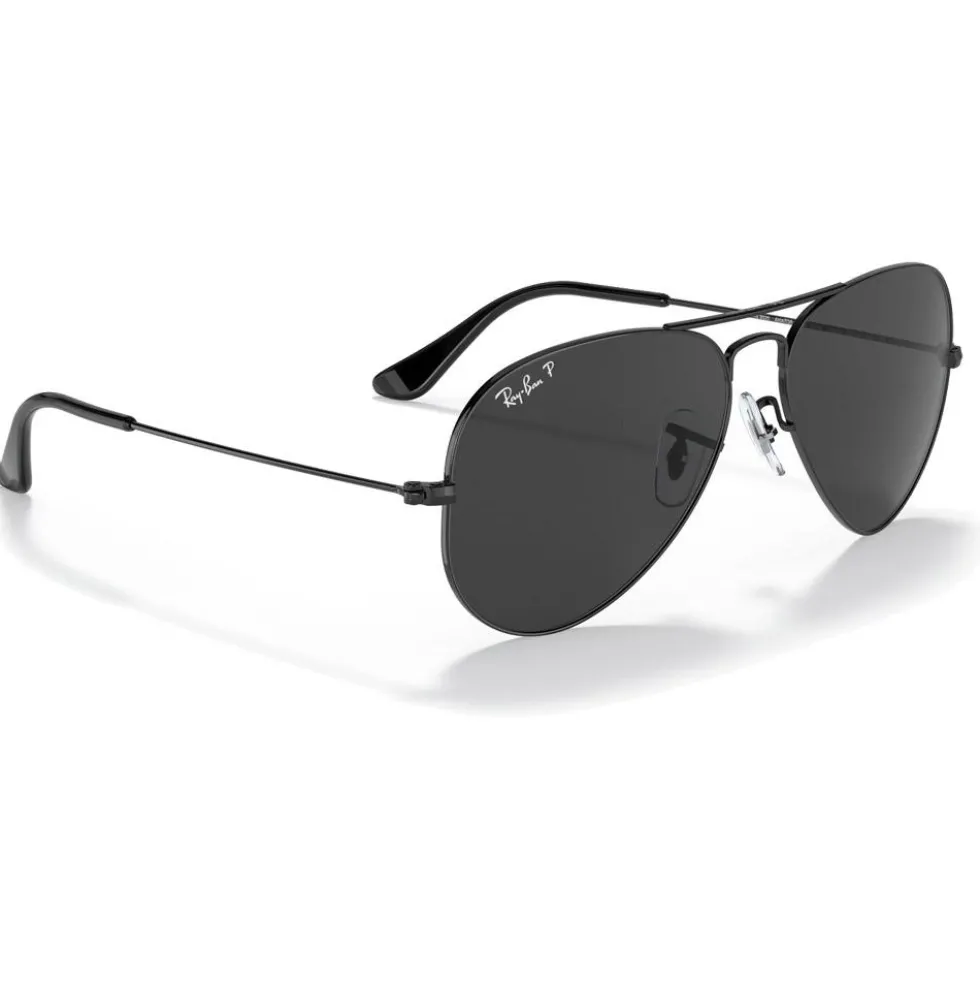 Occhiali da sole Ray Ban RB3025 Aviator Polished Black Total Black Polar