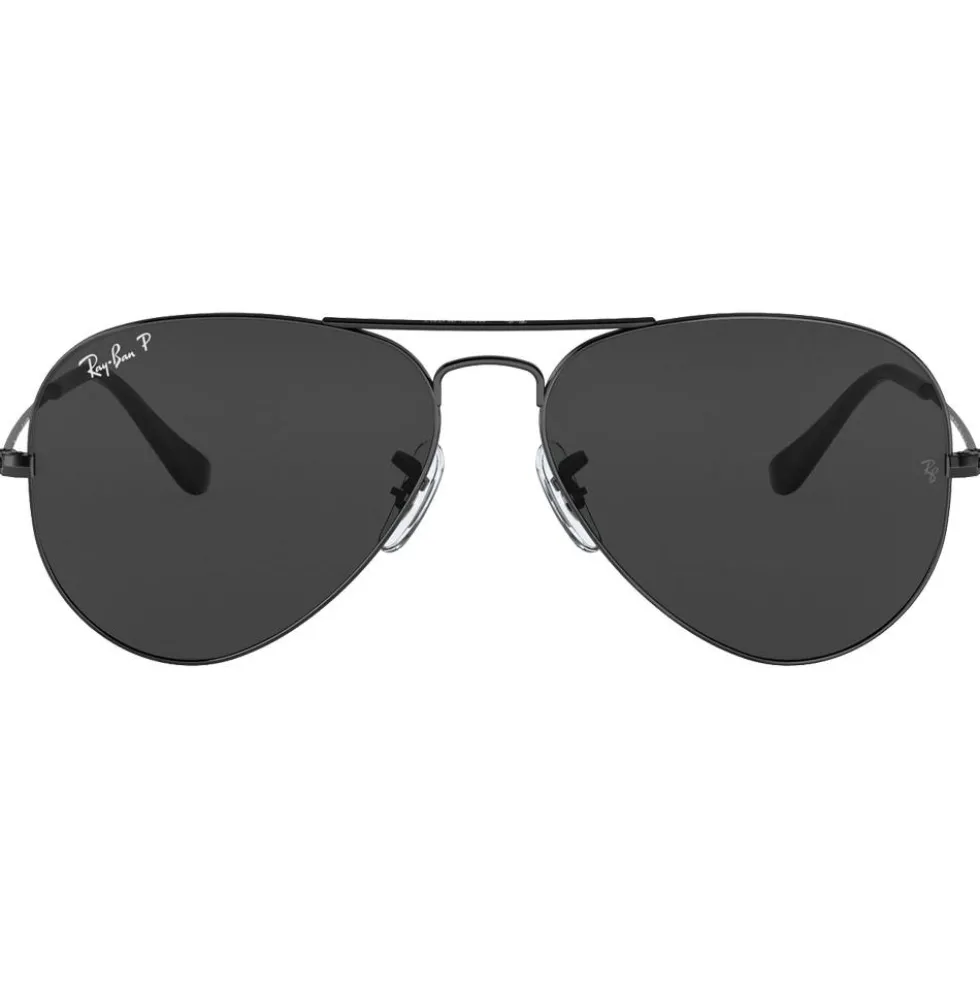 Occhiali da sole Ray Ban RB3025 Aviator Polished Black Total Black Polar