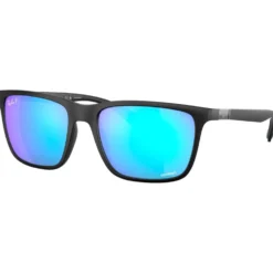 Occhiali da sole Ray Ban RB4385 Matte Black Chromance Polar Green Blue