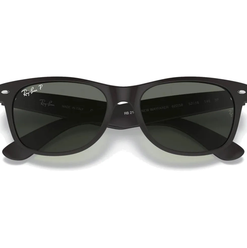 Occhiali da sole Ray Ban RB2132 New Wayfarer Classic Matte Rubber Black Polar Green