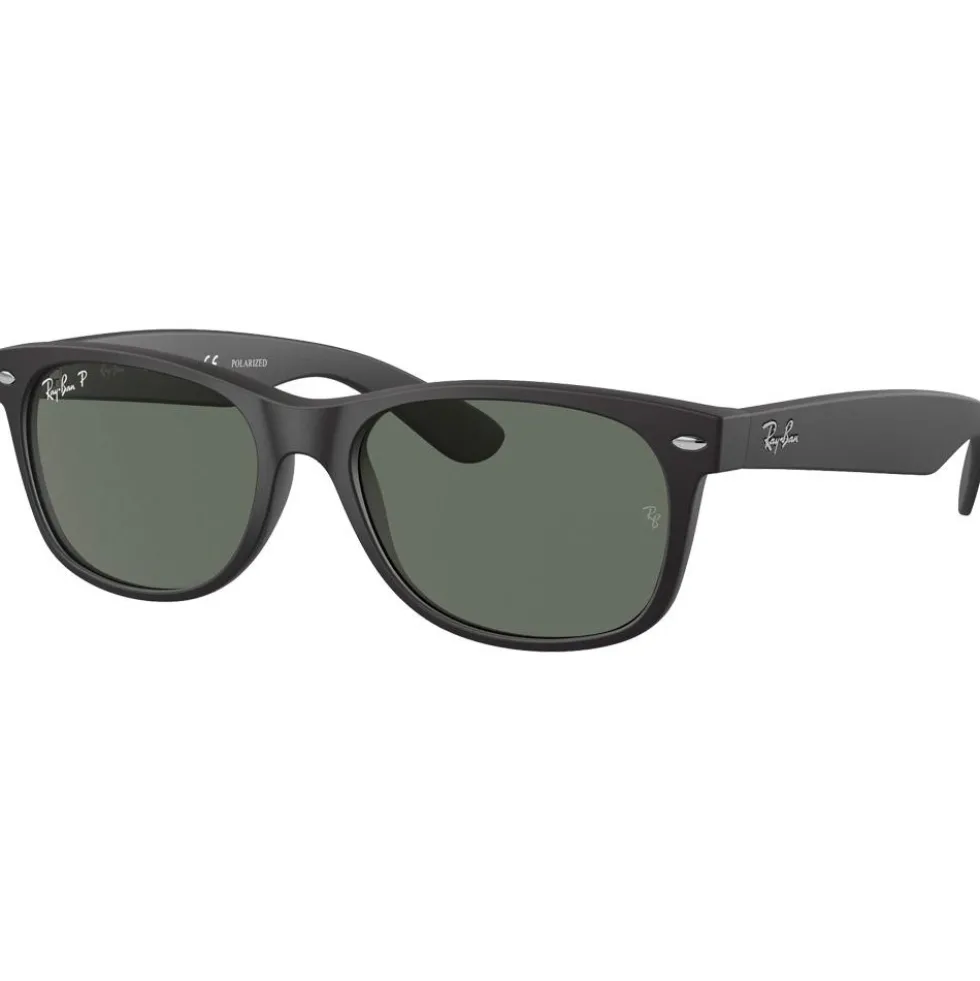 Occhiali da sole Ray Ban RB2132 New Wayfarer Classic Matte Rubber Black Polar Green