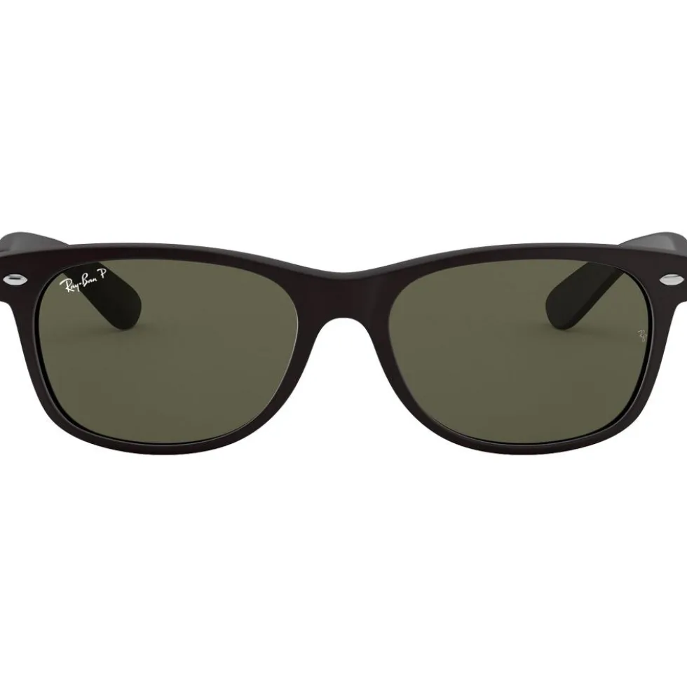Occhiali da sole Ray Ban RB2132 New Wayfarer Classic Matte Rubber Black Polar Green