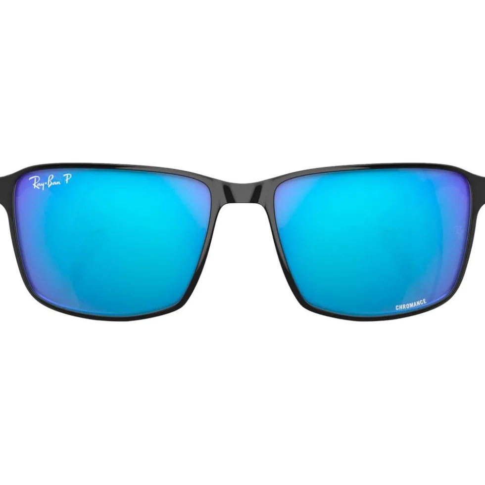 Occhiali da sole Ray Ban RB3721 Polished Black Silver Chromance Polar Blue
