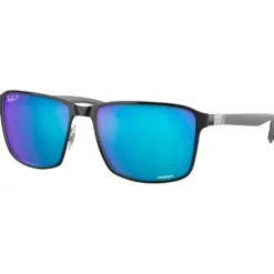 Occhiali da sole Ray Ban RB3721 Polished Black Silver Chromance Polar Blue