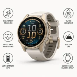 Orologi GPS Garmin Fenix 8 Amoled Sapphire Soft Gold Gris Cendré Grès Foncé