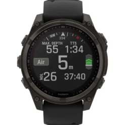 Orologi GPS Garmin Fenix 8 Solar Sapphire Titane Carbon Gray DLC Bracelet Silicone Noir Gris Galet