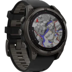 Orologi GPS Garmin Fenix 8 Solar Sapphire Titane Carbon Gray DLC Bracelet Silicone Noir Gris Galet