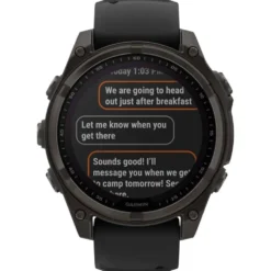 Orologi GPS Garmin Fenix 8 Solar Sapphire Titane Carbon Gray DLC Bracelet Silicone Noir Gris Galet