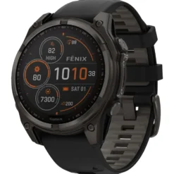 Orologi GPS Garmin Fenix 8 Solar Sapphire Titane Carbon Gray DLC Bracelet Silicone Noir Gris Galet