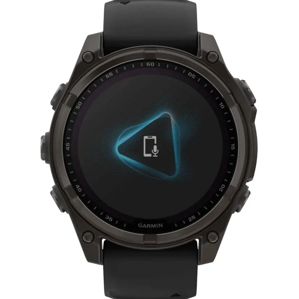 Orologi GPS Garmin Fenix 8 Solar Sapphire Titane Carbon Gray DLC Bracelet Silicone Noir Gris Galet