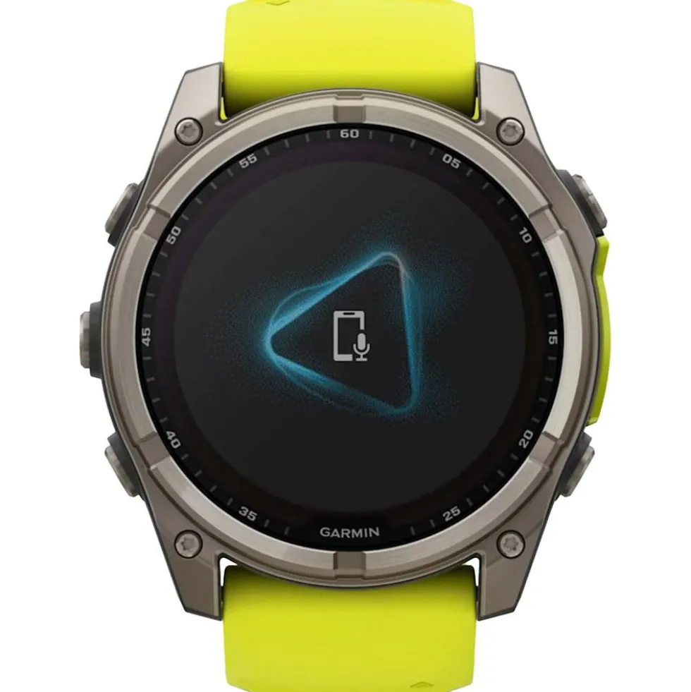 Orologi GPS Garmin Fenix 8 Solar Sapphire Titanium Bracelet Silicone Jaune Graphite