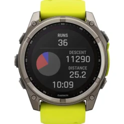 Orologi GPS Garmin Fenix 8 Solar Sapphire Titanium Bracelet Silicone Jaune Graphite