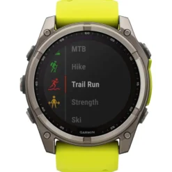 Orologi GPS Garmin Fenix 8 Solar Sapphire Titanium Bracelet Silicone Jaune Graphite