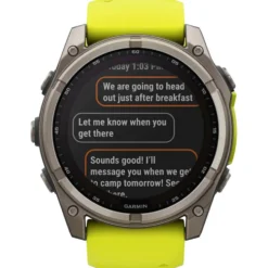 Orologi GPS Garmin Fenix 8 Solar Sapphire Titanium Bracelet Silicone Jaune Graphite