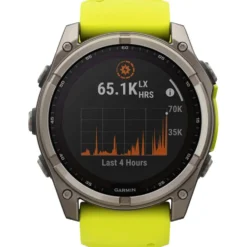 Orologi GPS Garmin Fenix 8 Solar Sapphire Titanium Bracelet Silicone Jaune Graphite