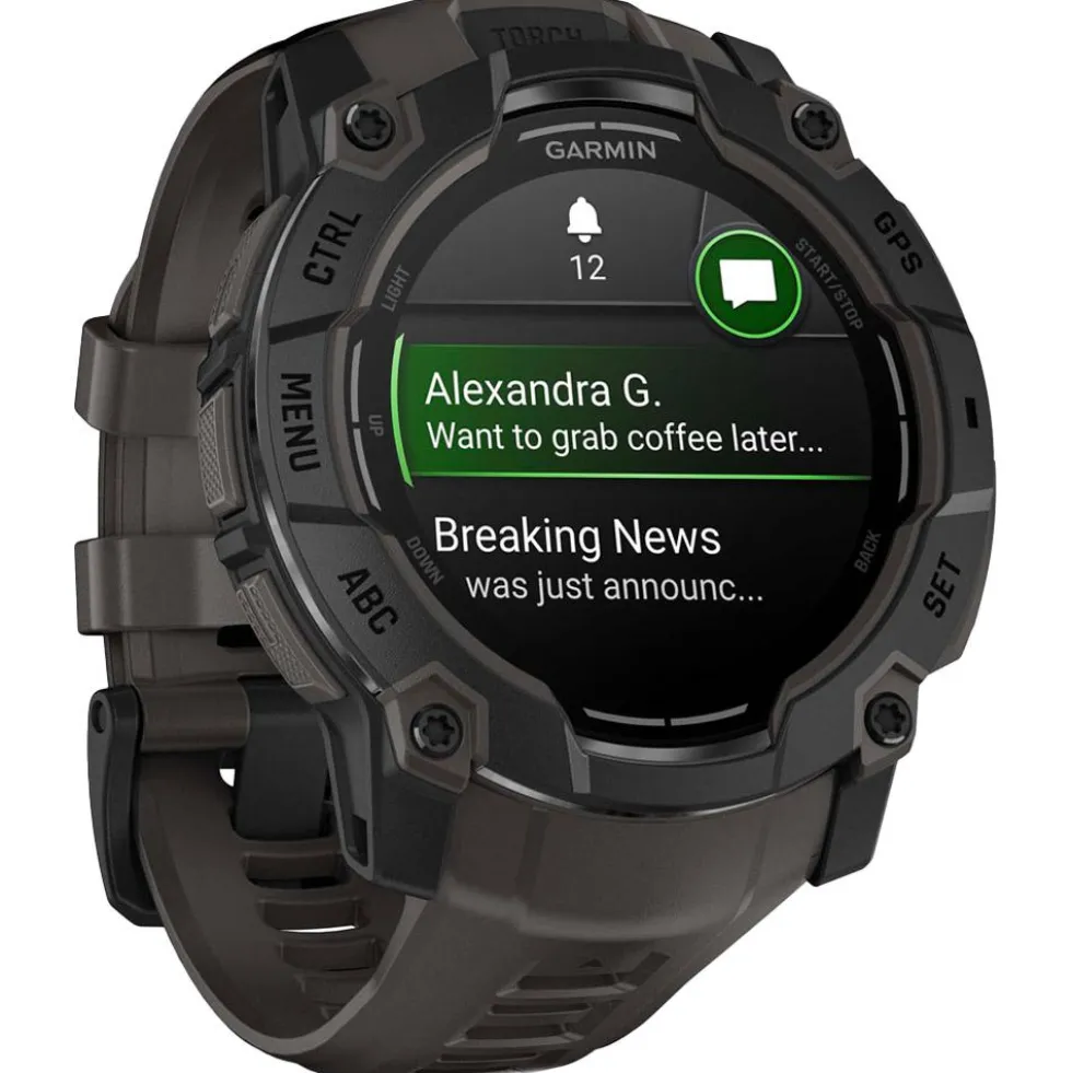 Orologi GPS Garmin Instinct 3 Amoled Noir Avec Bracelet Gris Charbon