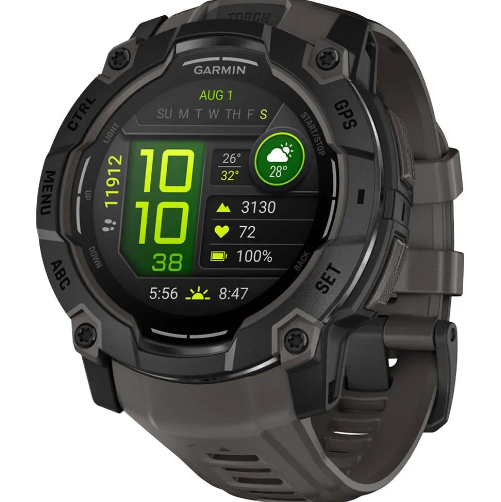 Orologi GPS Garmin Instinct 3 Amoled Noir Avec Bracelet Gris Charbon